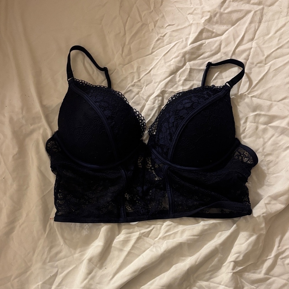 La SENZA Navy Blue Lace Underwire Bra // Top